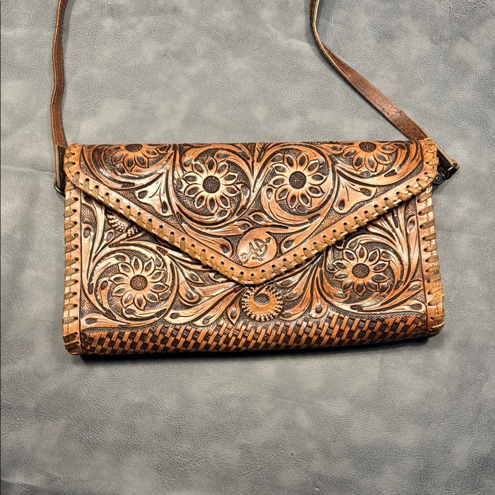 American Darling Floral Embossed Leather Clutch